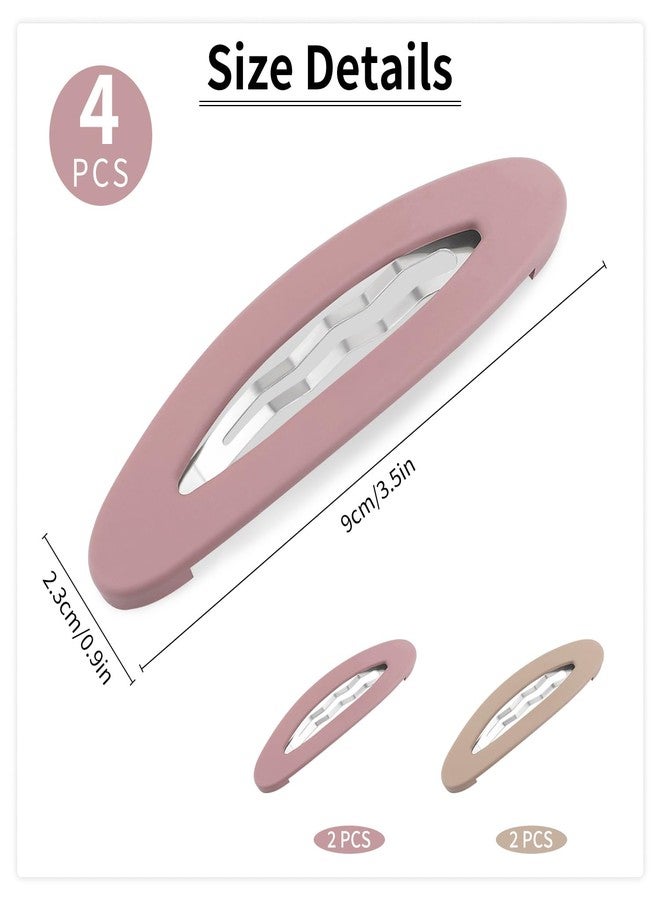 Motroce 4PCS Large Snap Hair Clips for Women, Barrettes for Girls, Matte Snap Clips, Hair Pins - Medium Size (3.5Inch, Pink) - Image 2